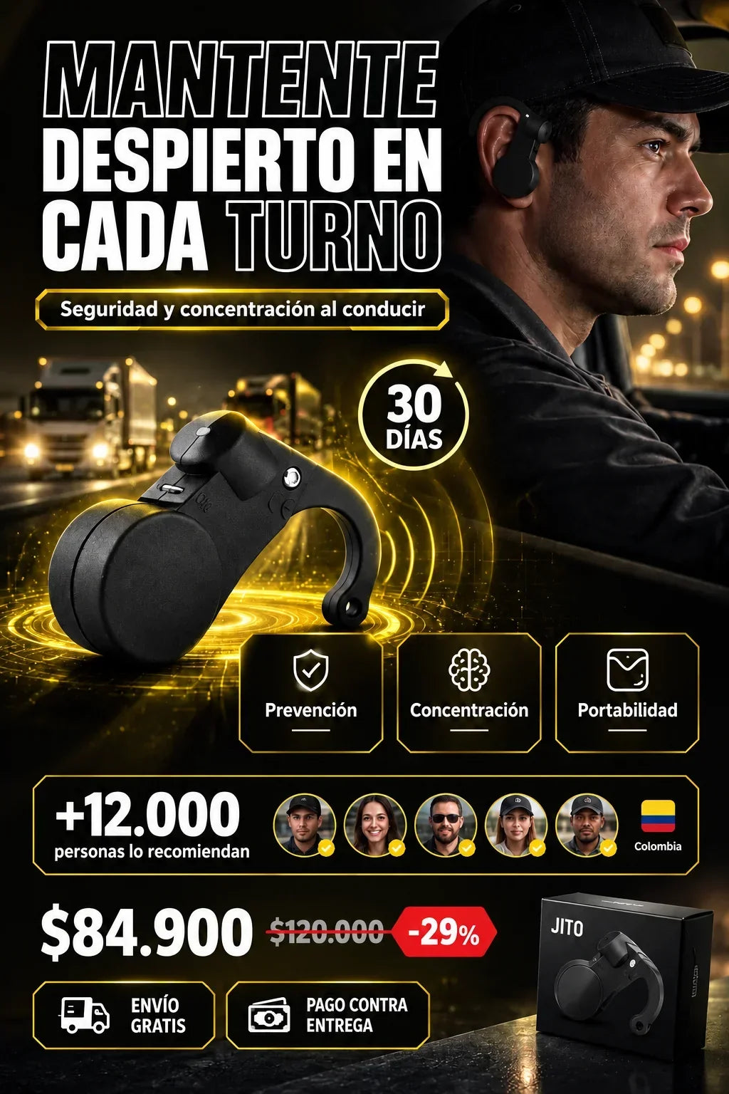 Alarma de conducción montada en el oído